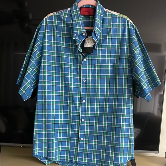 Gucci Blue Plaid Shirt
